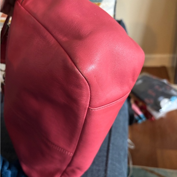 Coach East West C1078-F15147 Salmon Pink Pleated Leather Satchel EUC - Picture 4 of 12